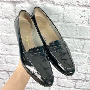 Salvatore Ferragamo Black Patent Leather Loafers